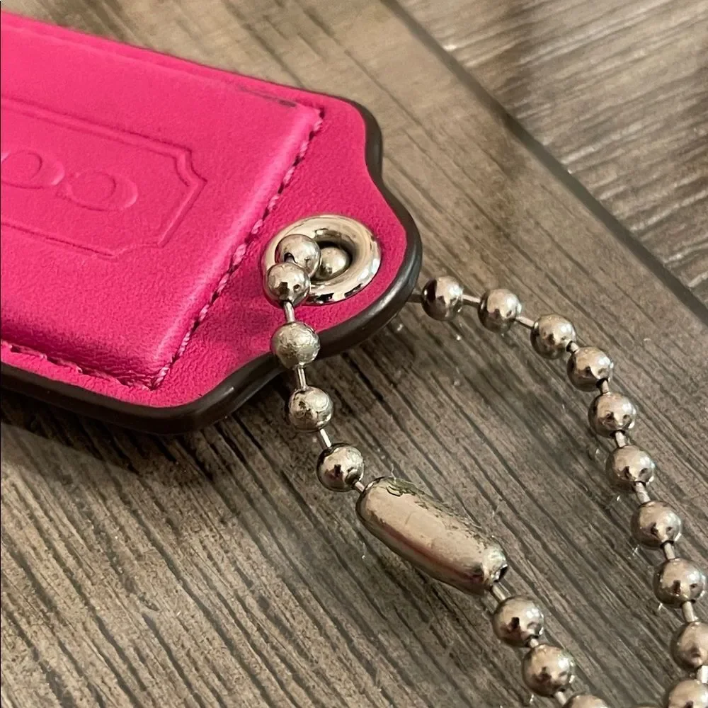 Coach Pink - Fuchsia Large Hangtag Leather Keychain
